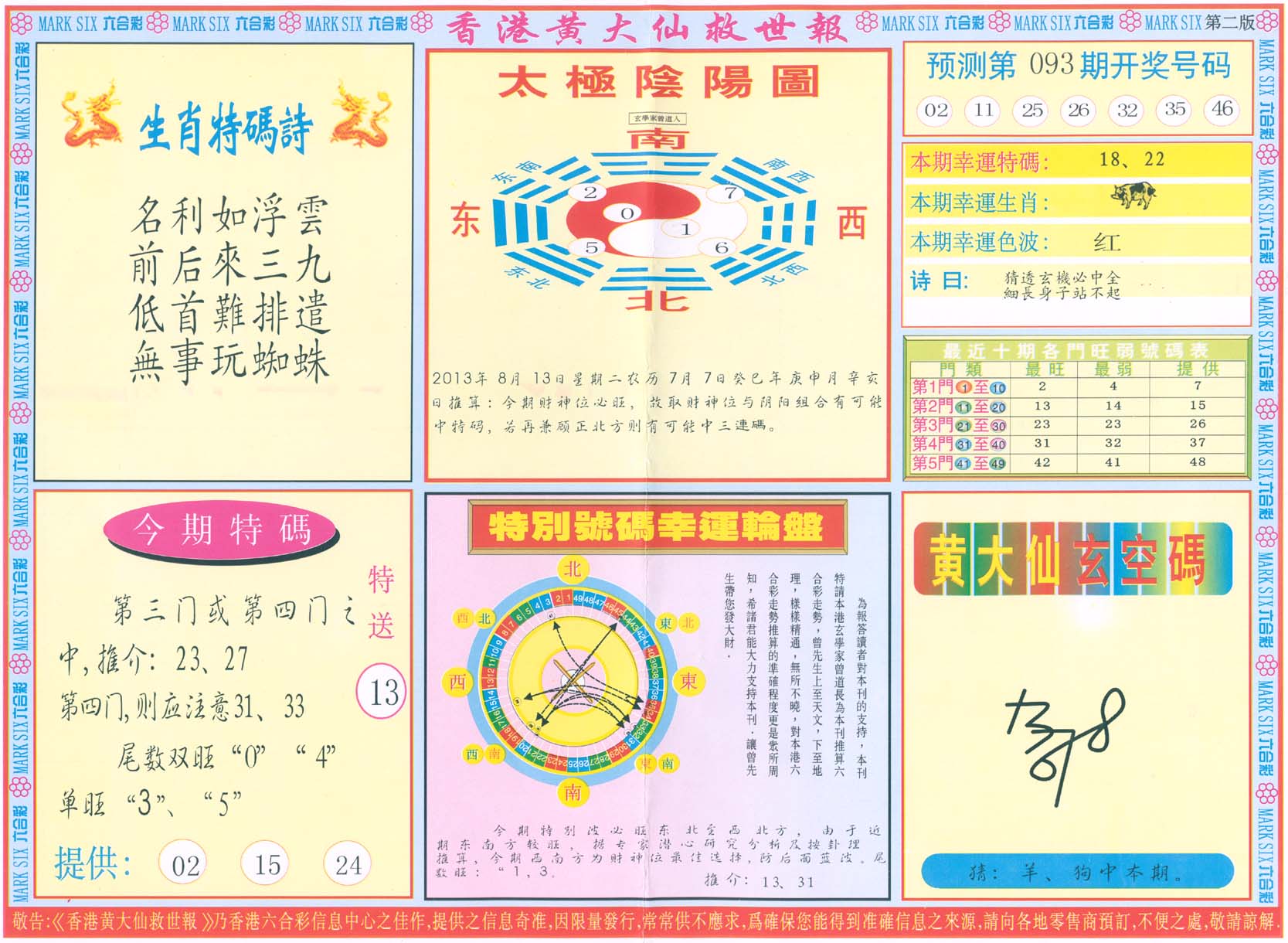 香港黄大仙救世报