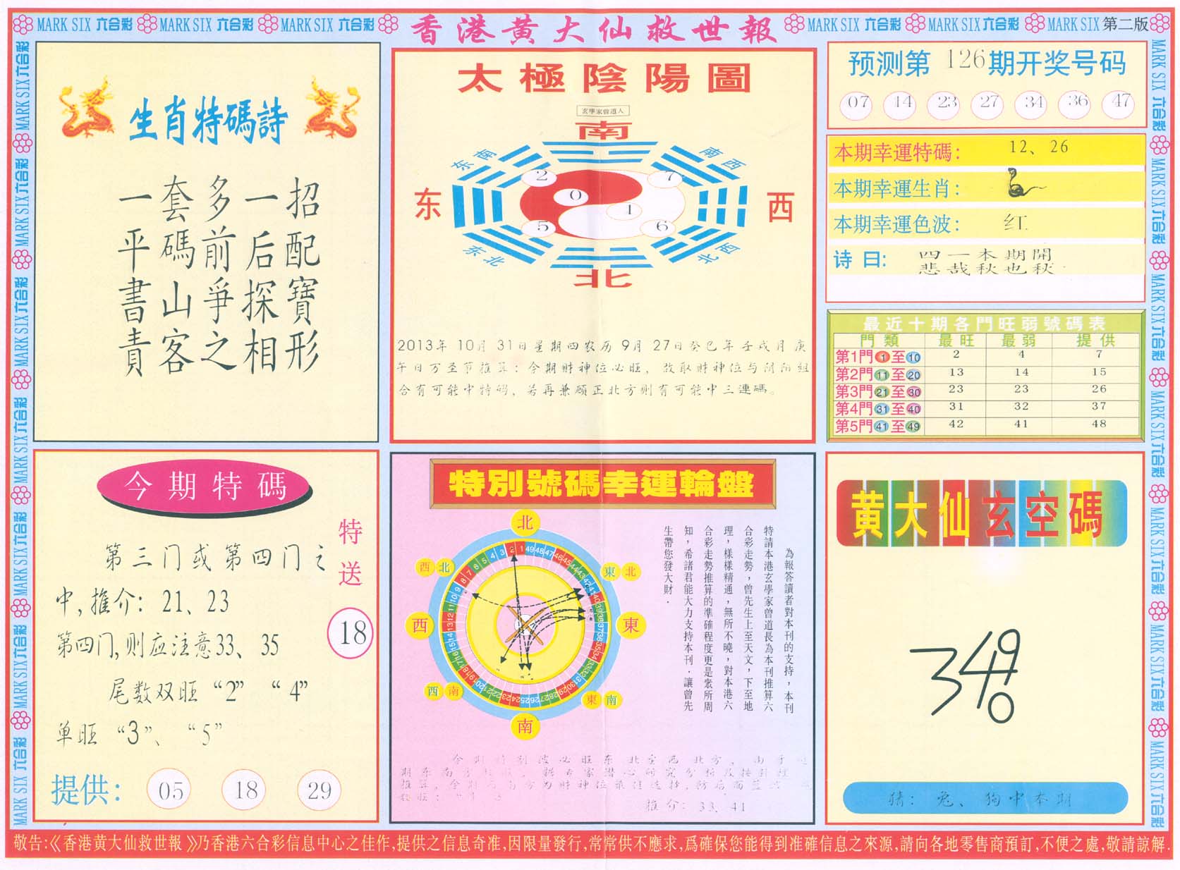 香港黄大仙救世报