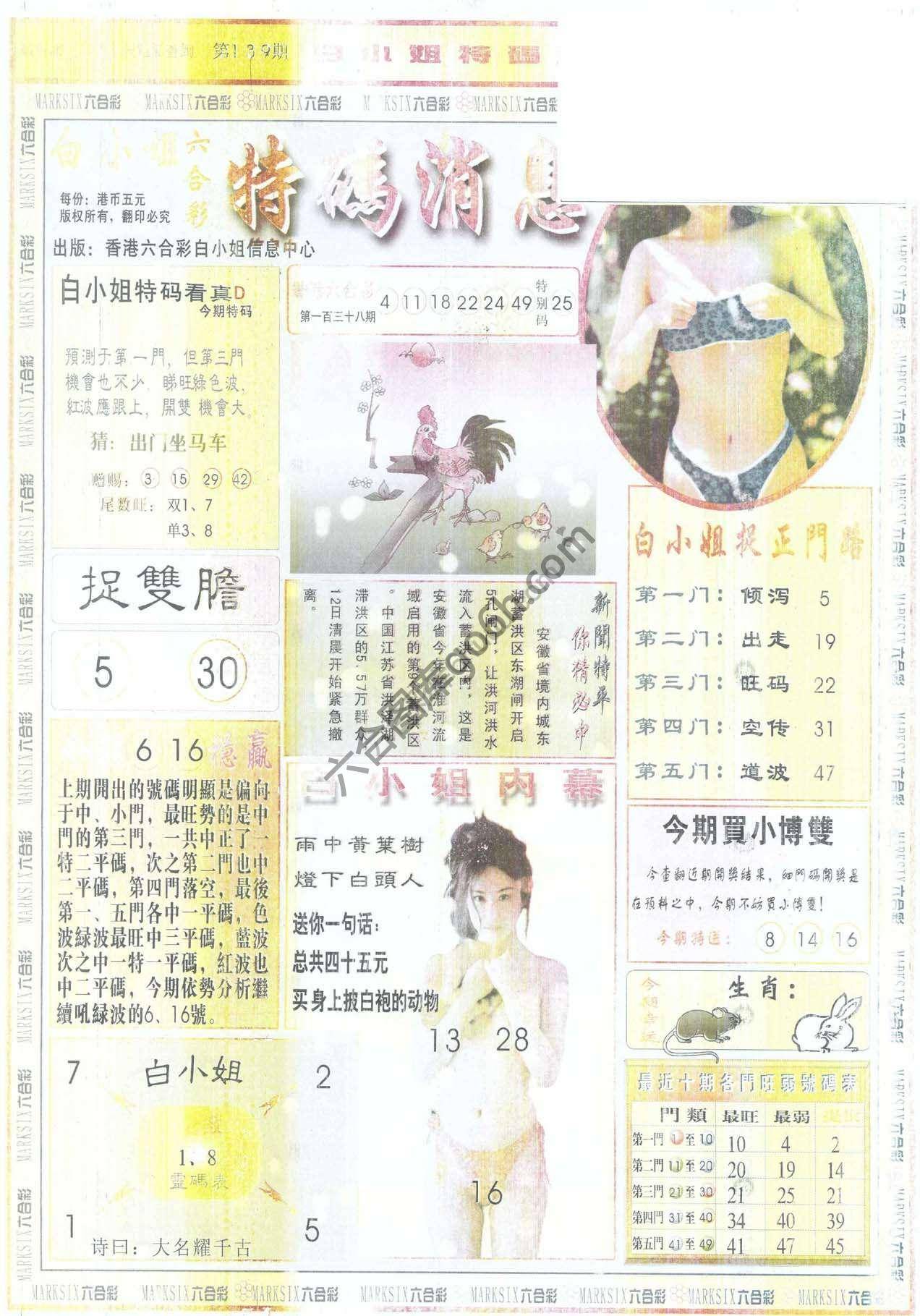 白小姐特码消息