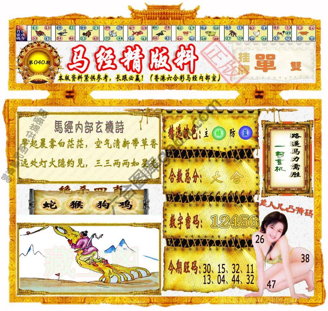 马经精版料