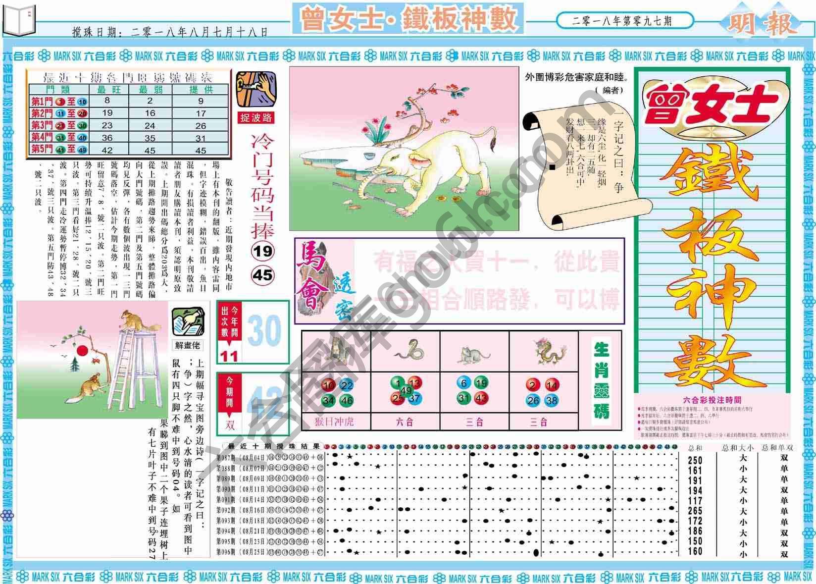 曾女士铁板神数