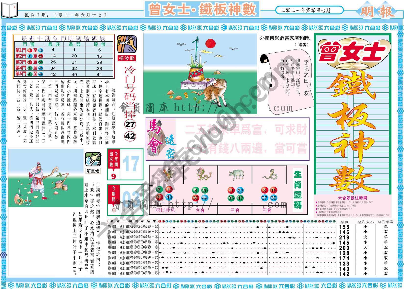 曾女士铁板神数