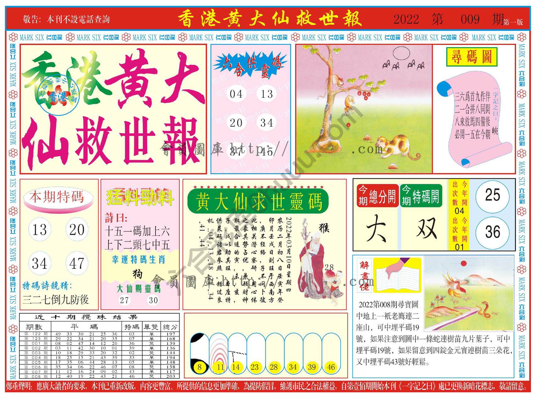 香港黄大仙救世报