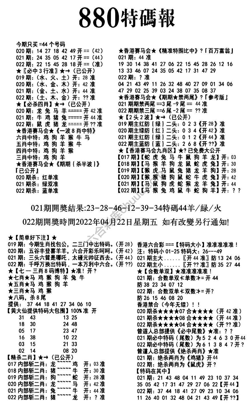 特码报880