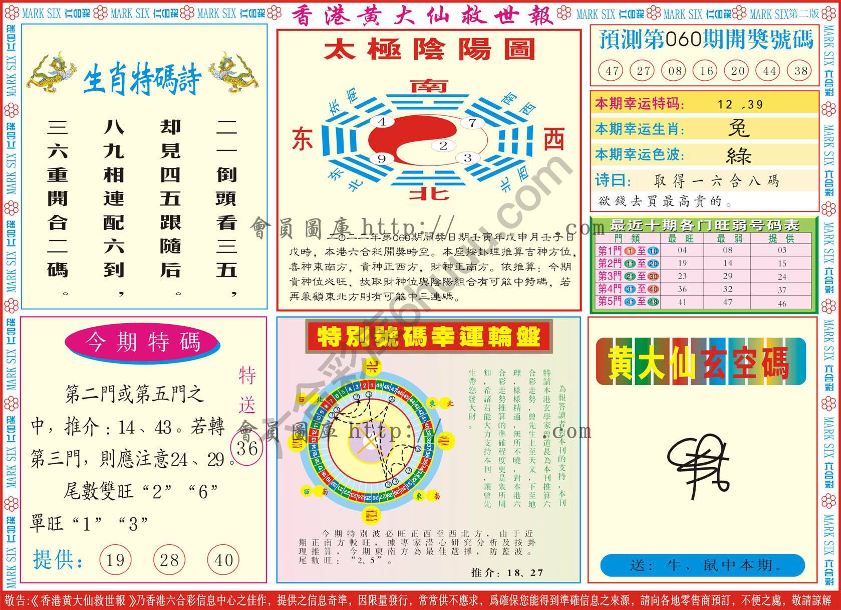 香港黄大仙救世报