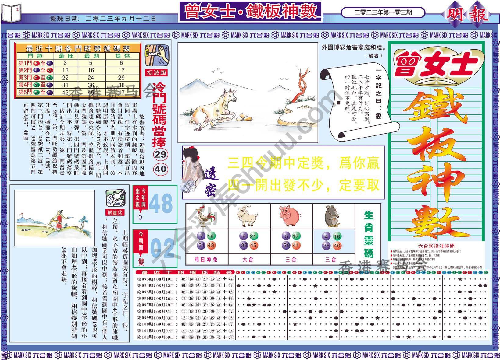 曾女士铁板神数
