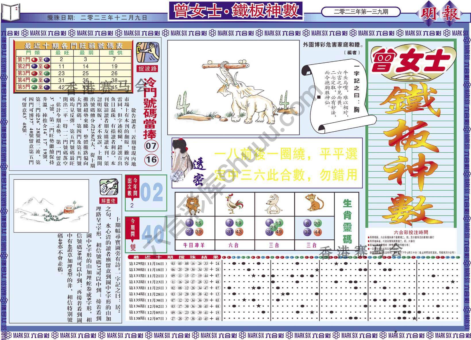 曾女士铁板神数