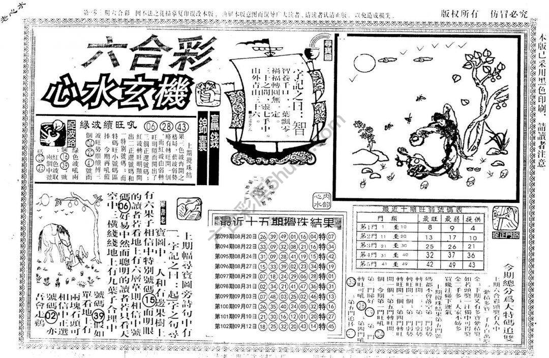 老版六合彩心水玄机
