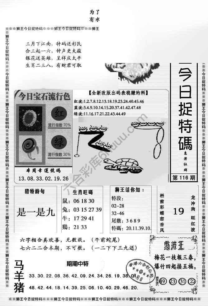 狮王今日抓特码