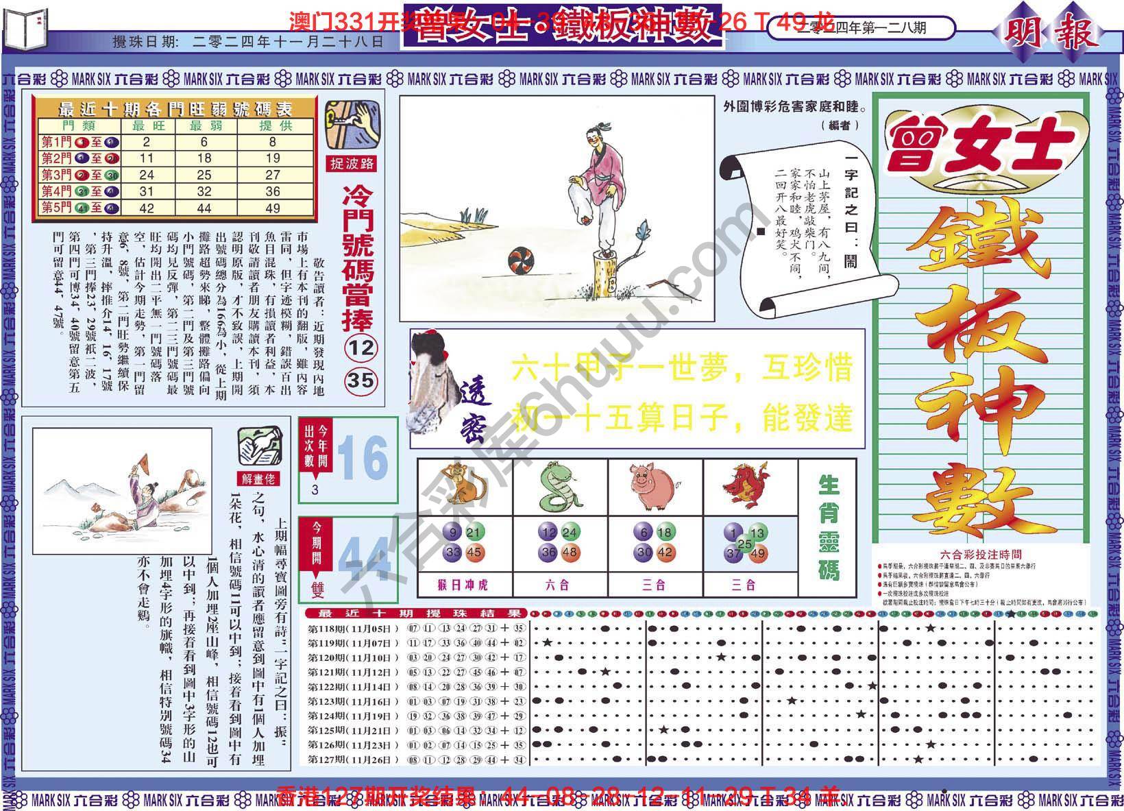 曾女士铁板神数