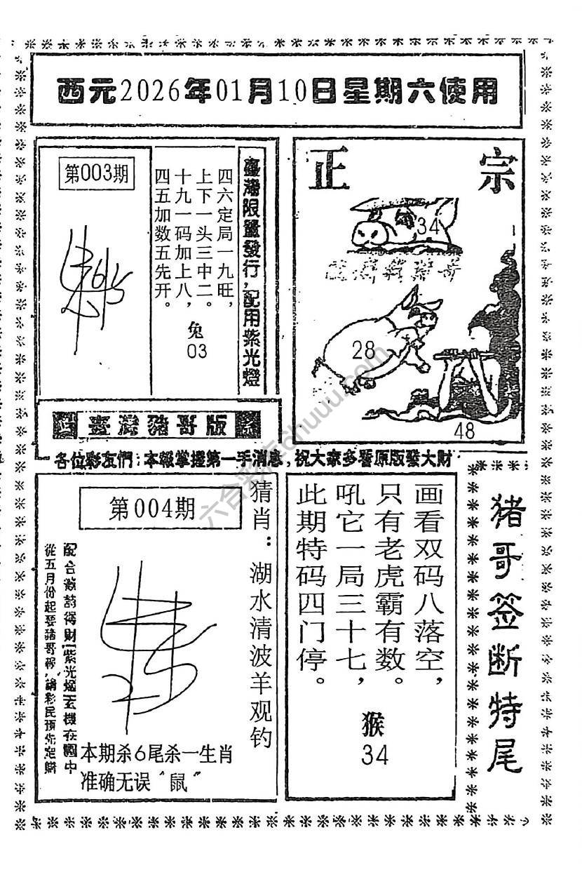 猪哥签断特尾