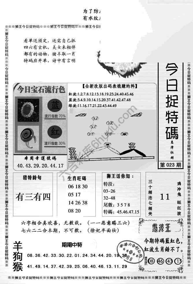 狮王今日抓特码
