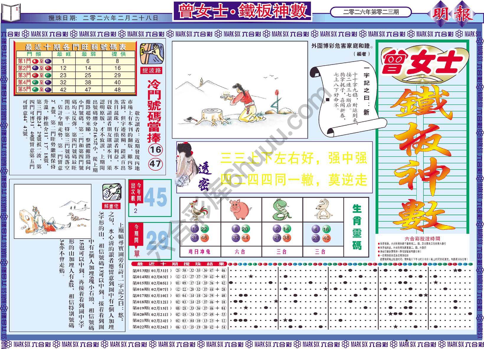 曾女士铁板神数