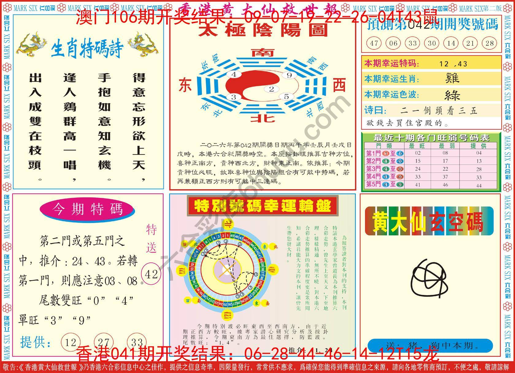 香港黄大仙救世报