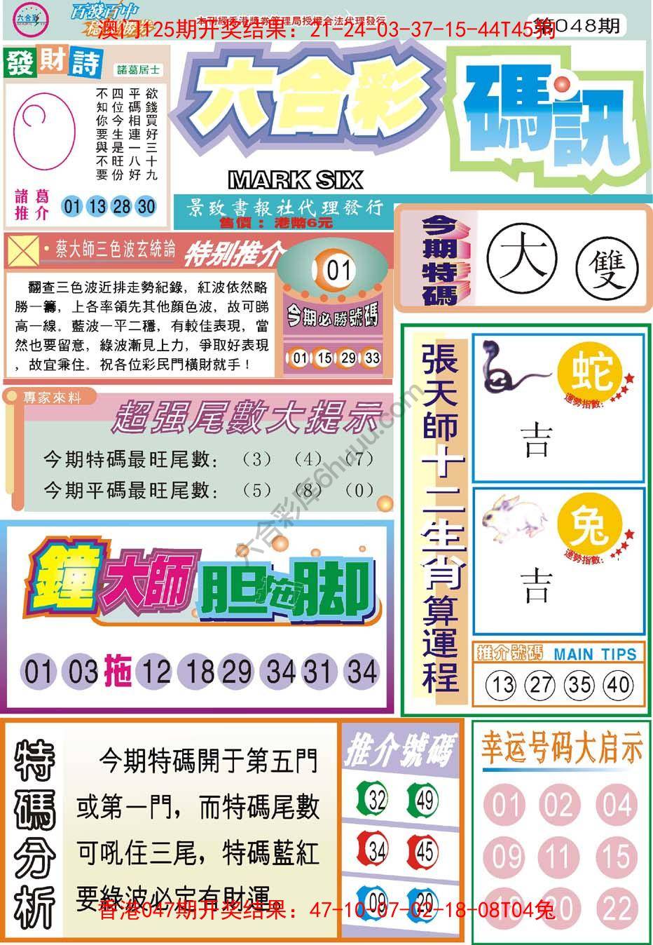 六合彩码讯