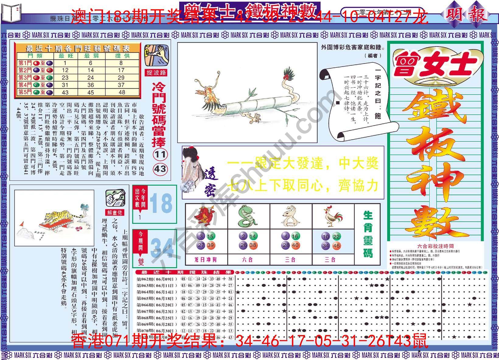 曾女士铁板神数
