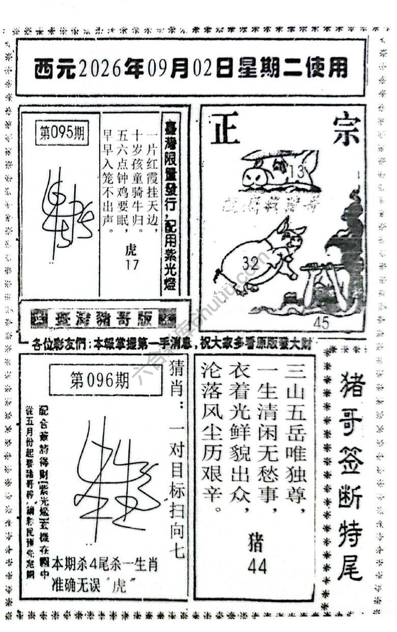 猪哥签断特尾