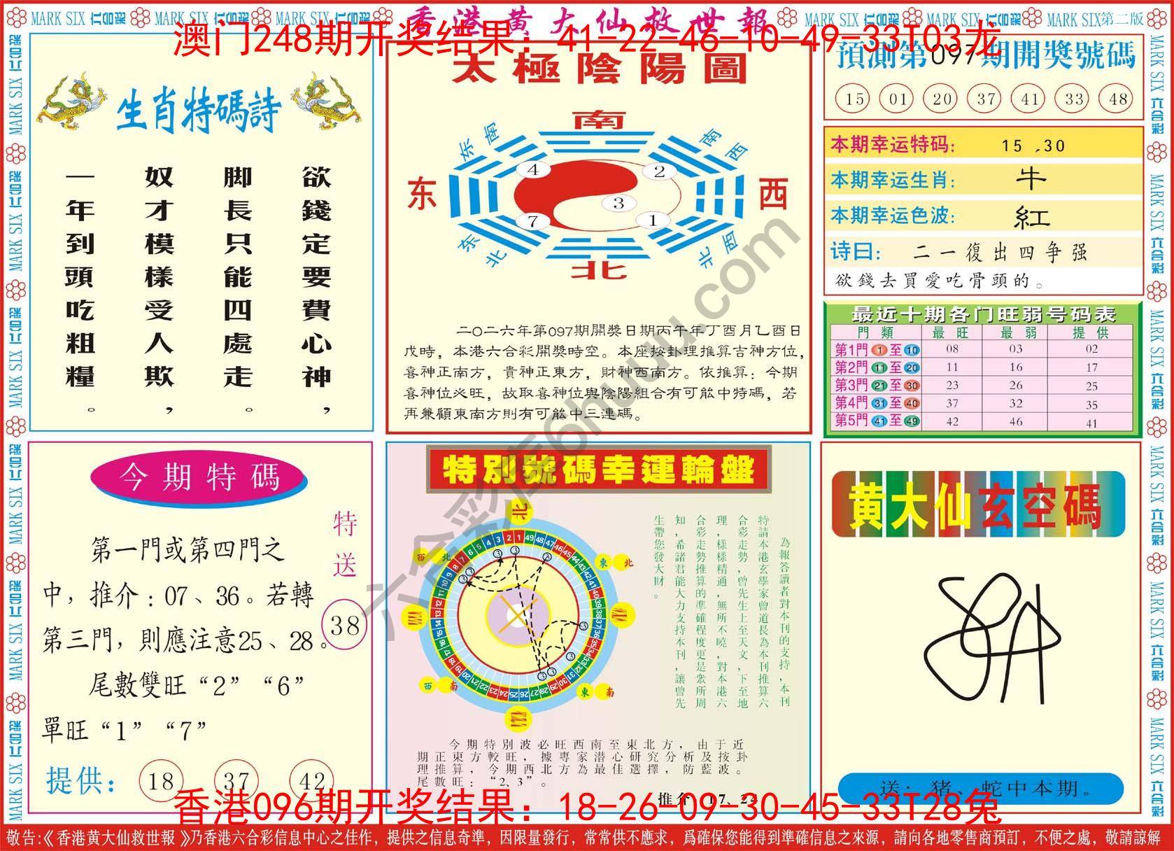 香港黄大仙救世报