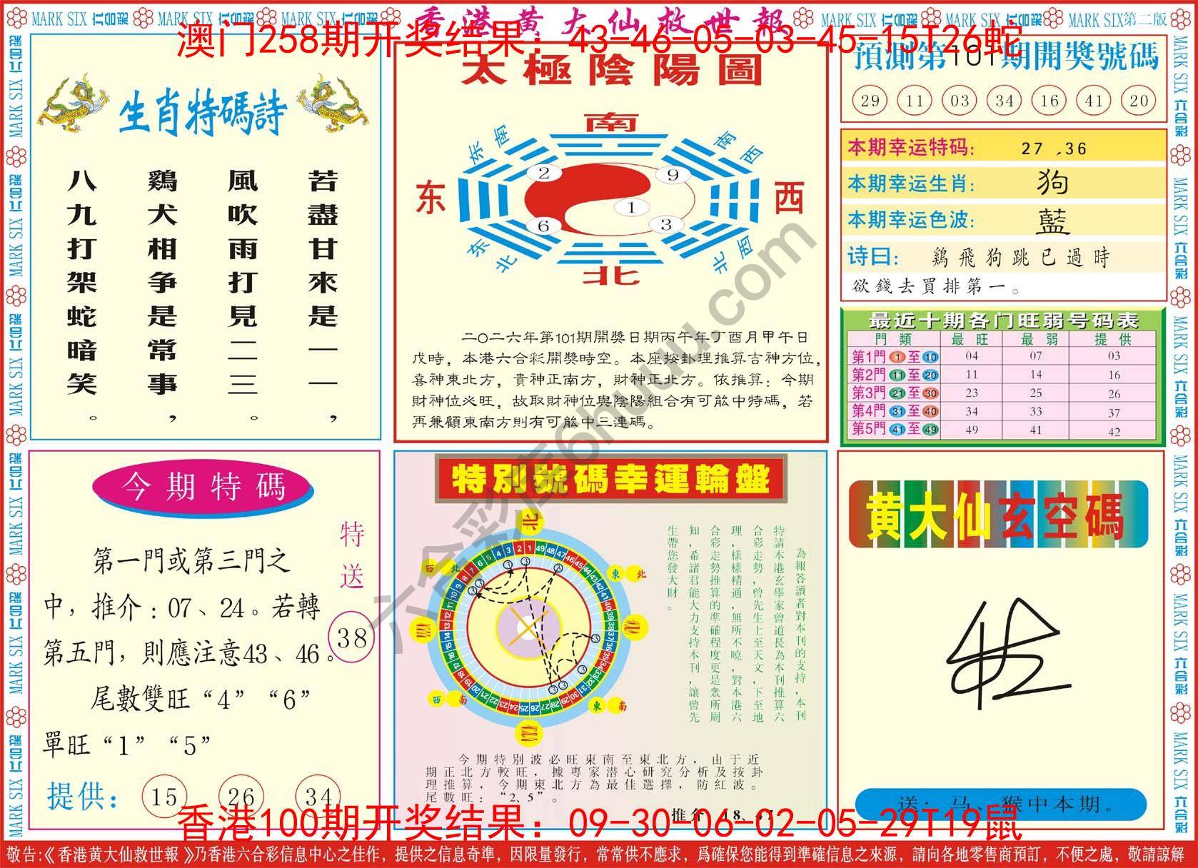 香港黄大仙救世报