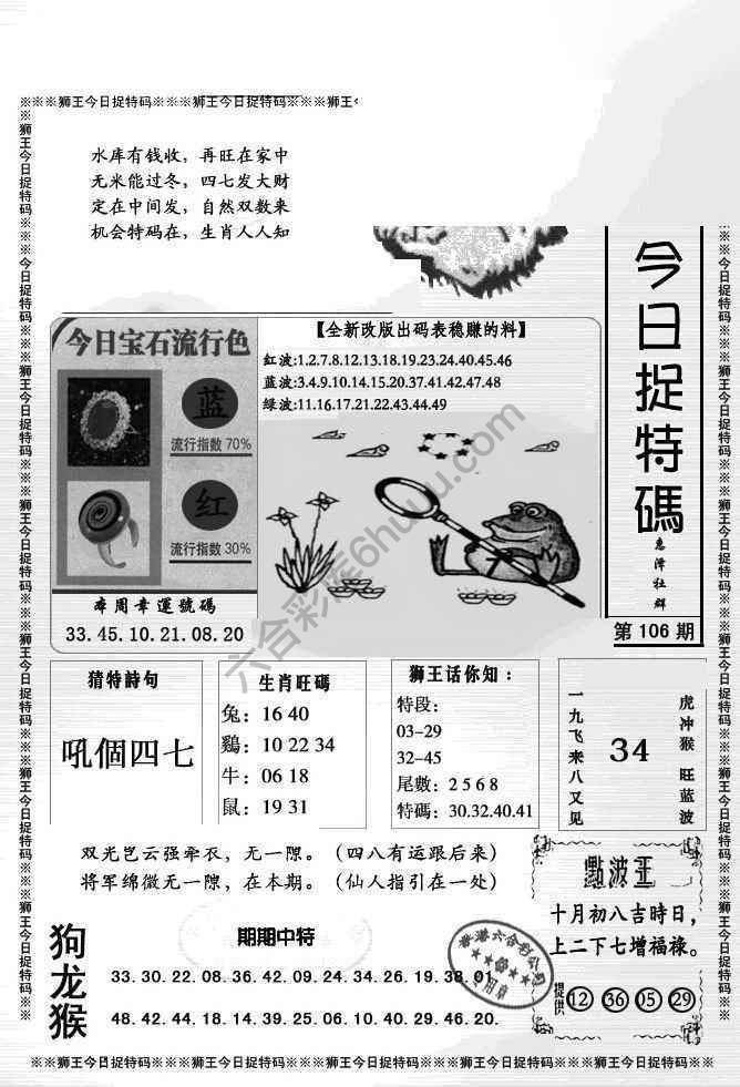 狮王今日抓特码
