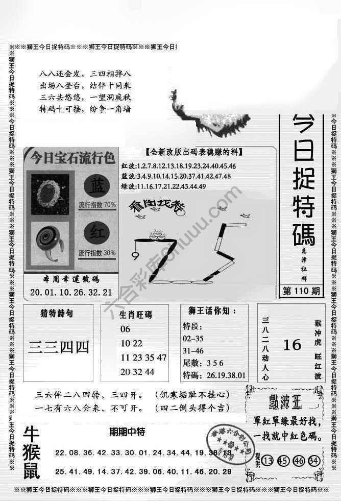 狮王今日抓特码