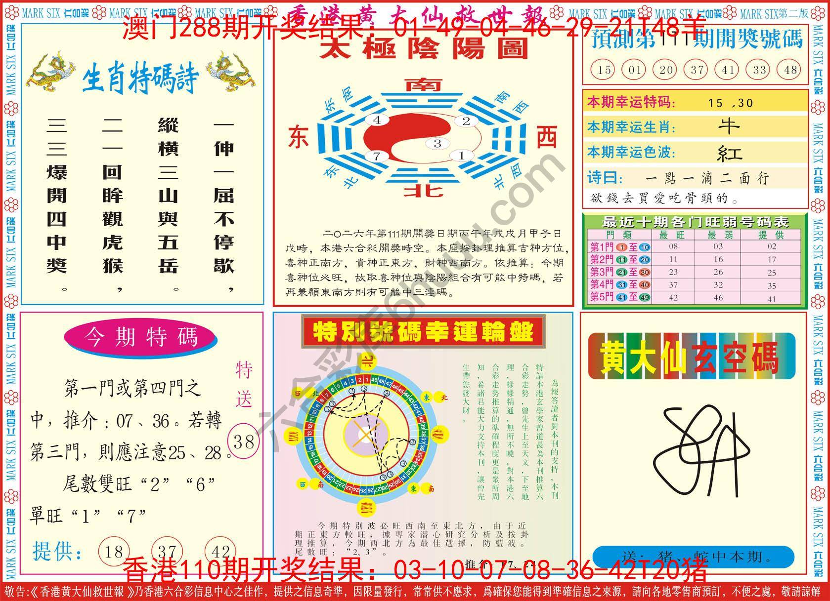 香港黄大仙救世报